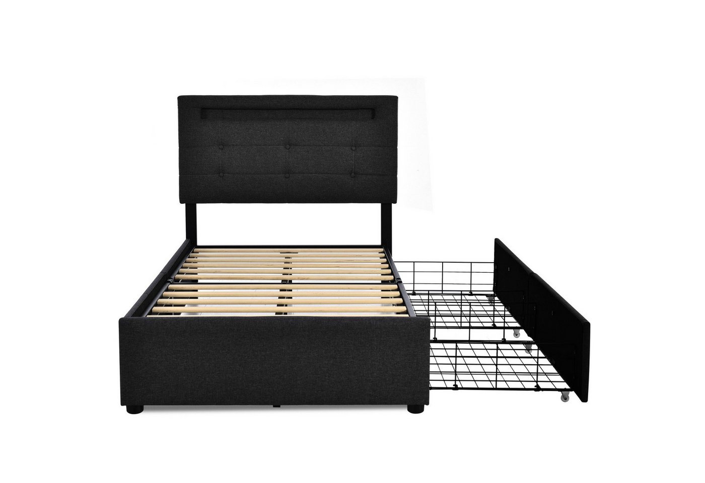 Gotagee Polsterbett Polsterbett Jugendbett Bettgestell mit LED Einzelbett 90x200cm Bett von Gotagee