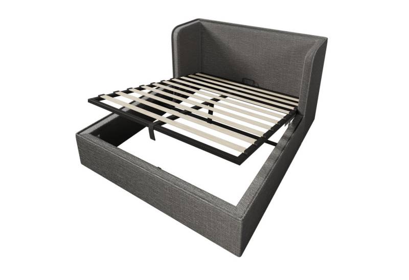 Gotagee Polsterbett Stauraumbett 160x200cm Doppelbett Mit Matratze Jugendbett Gästebett, Bettgestell mit Lattenrost und Stauraum, Leinen von Gotagee