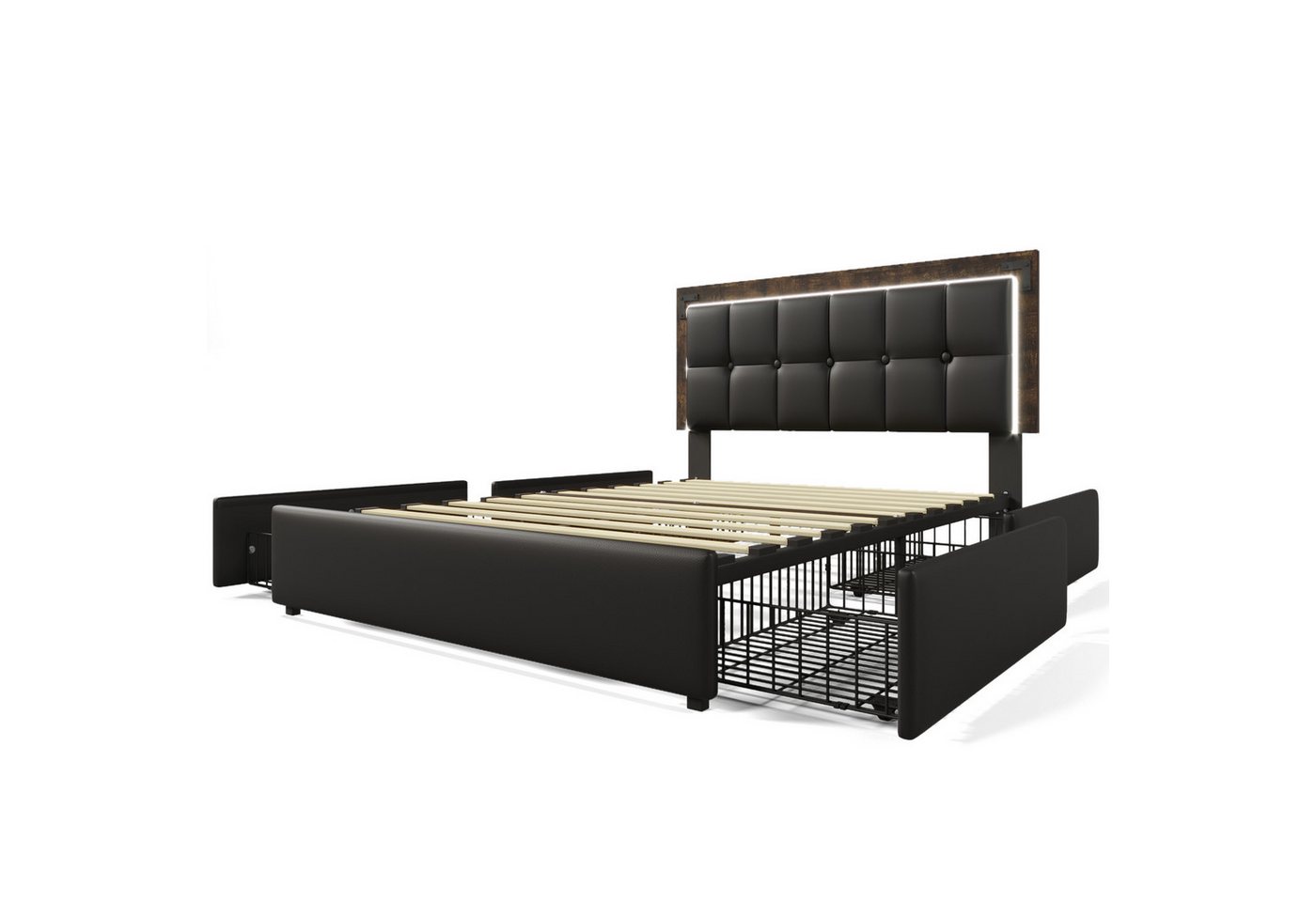 Gotagee Polsterbett Stauraumbett Doppelbett LED Jugendbett Mit Matratze Funktionsbett Gotagee Polsterbett Stauraumbett Doppelbett LED Jugendbett Mit Matratze Funktionsbett von Gotagee