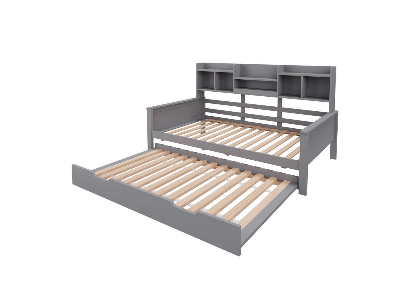 Gotagee Schlafsofa Ausziehbares Gästebett Einzelbett 90x200cm Jugendbett Kiefer Tagesbett, mit Staufach und Lattenrost, Kiefer Multifunktionsbett Gotagee Schlafsofa Ausziehbares Gästebett Einzelbett 90x200cm Jugendbett Kiefer Tagesbett, mit Staufach und Lattenrost, Kiefer Multifunktionsbett von Gotagee