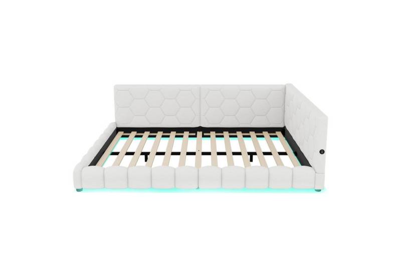 Gotagee Schlafsofa Daybett 140x200cm Tagesbett USB Typ-C Vliesimitat Weiß von Gotagee