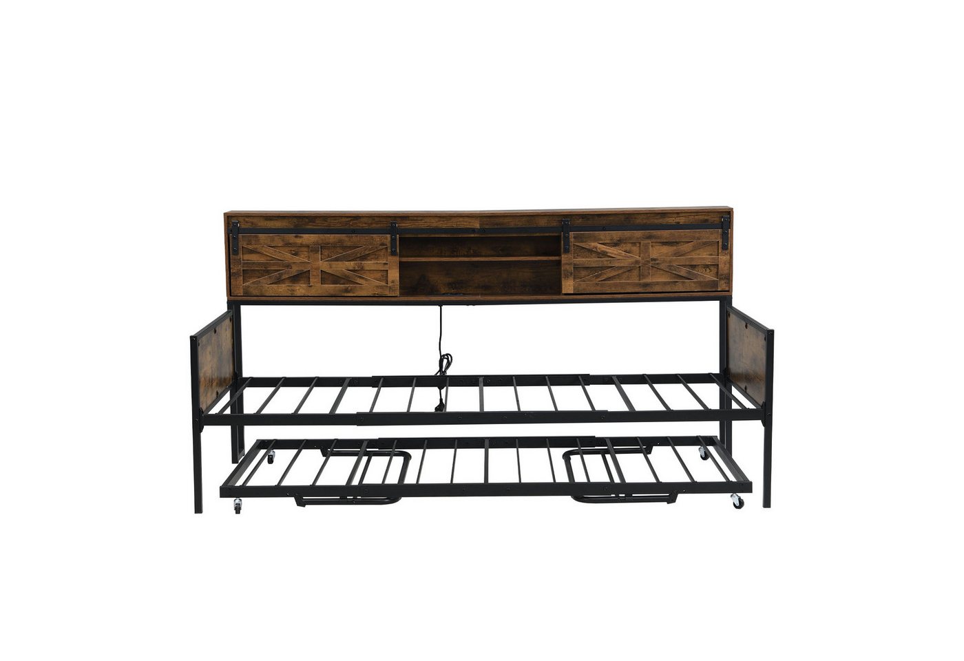 Gotagee Schlafsofa Einzelbett 90x200 cm Eisen Sofabett mit Ausziehfunktion Ablagefächern, Multifunktionalen Steckdosen Gotagee Schlafsofa Einzelbett 90x200 cm Eisen Sofabett mit Ausziehfunktion Ablagefächern, Multifunktionalen Steckdosen von Gotagee
