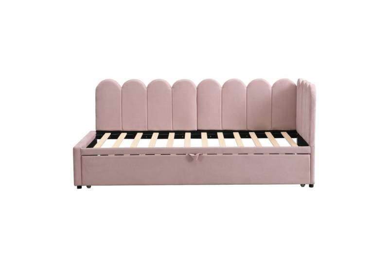 Gotagee Schlafsofa L-Form Schlafsofa 90/180x200 cm Samtbeige 2-in-1 Multifunktion, als Kinder- oder Gästebett. von Gotagee