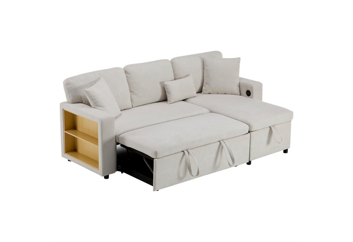 Gotagee Schlafsofa L-Form Tagesbett Wohnzimmermöbel Sofa Polstersofa Ausziehbar Sessel, In die Armlehne ist ein USB-Anschluss integriert. Gotagee Schlafsofa L-Form Tagesbett Wohnzimmermöbel Sofa Polstersofa Ausziehbar Sessel, In die Armlehne ist ein USB-Anschluss integriert. von Gotagee