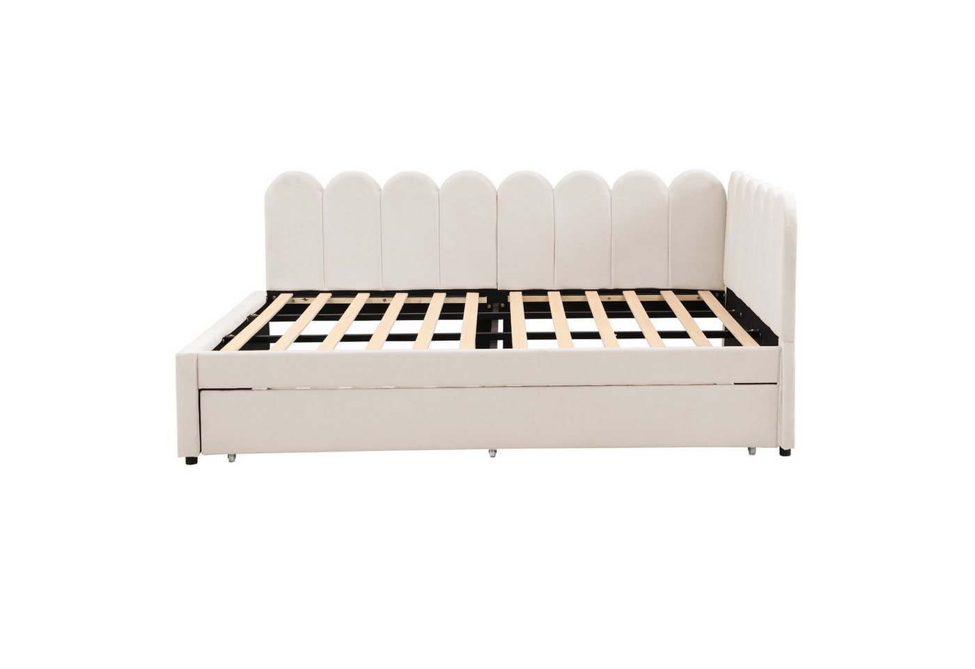 Gotagee Schlafsofa L-förmiges Polsterbett 140x200 cm Samtstoff Schlafsofa Gästebett, mit geblümter Rückenlehne und Ausziehbett. Gotagee Schlafsofa L-förmiges Polsterbett 140x200 cm Samtstoff Schlafsofa Gästebett, mit geblümter Rückenlehne und Ausziehbett. von Gotagee