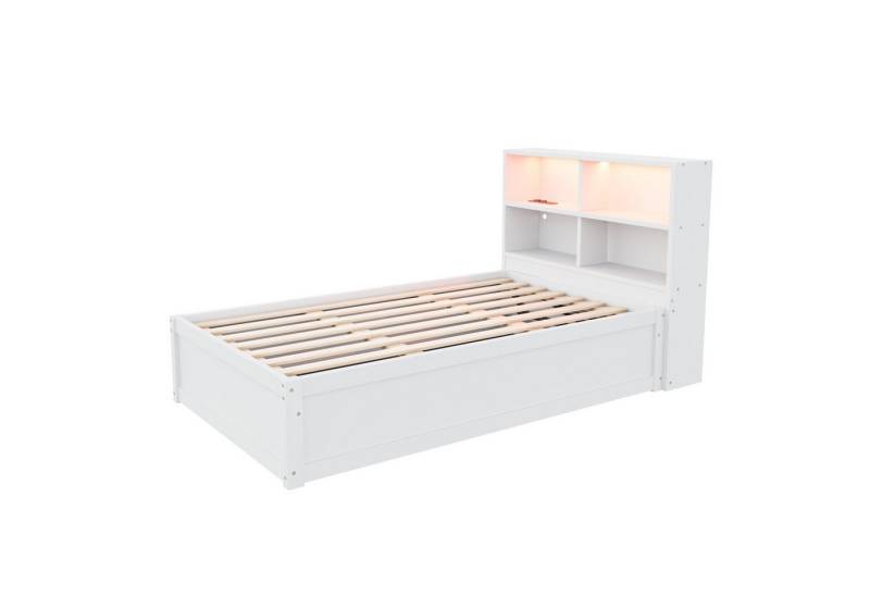 Gotagee Schlafsofa Massivholzbett 90x200 Einzelbett multifunktionales Holzbett Jugendbett, mit Mehrfachsteckdose und mehreren Staufächern von Gotagee