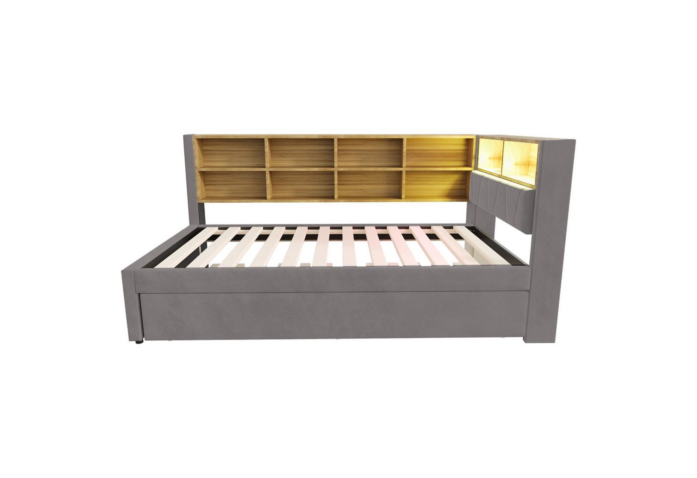 Gotagee Schlafsofa Polsterbett 90x200cm Ausziehbett 90x190cm Gästebett Erwachsenenbett, ausgestattet mit LED Leuchten, Steckdosen und vielen Ablagefächern Gotagee Schlafsofa Polsterbett 90x200cm Ausziehbett 90x190cm Gästebett Erwachsenenbett, ausgestattet mit LED Leuchten, Steckdosen und vielen Ablagefächern von Gotagee
