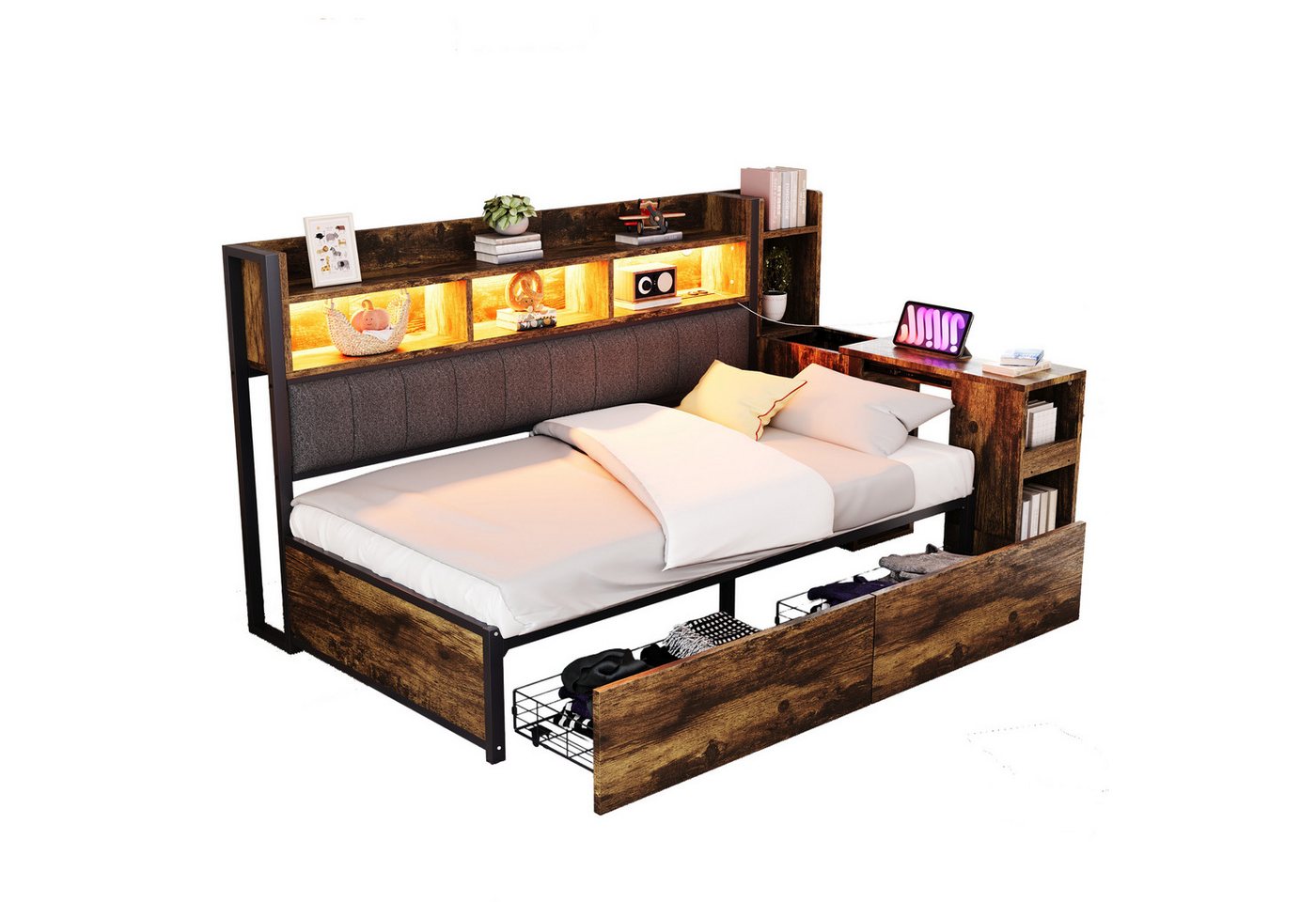 Gotagee Schlafsofa Sofabett 90x200cm Einzelbett Jugendbett mit Steckdosen Gästebett, multifunktionalen Steckdosen & LED-Beleuchtung Gotagee Schlafsofa Sofabett 90x200cm Einzelbett Jugendbett mit Steckdosen Gästebett, multifunktionalen Steckdosen & LED-Beleuchtung von Gotagee