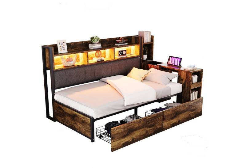 Gotagee Schlafsofa Sofabett 90x200cm Einzelbett Jugendbett mit Steckdosen Gästebett, multifunktionalen Steckdosen & LED-Beleuchtung Gotagee Schlafsofa Sofabett 90x200cm Einzelbett Jugendbett mit Steckdosen Gästebett, multifunktionalen Steckdosen & LED-Beleuchtung von Gotagee