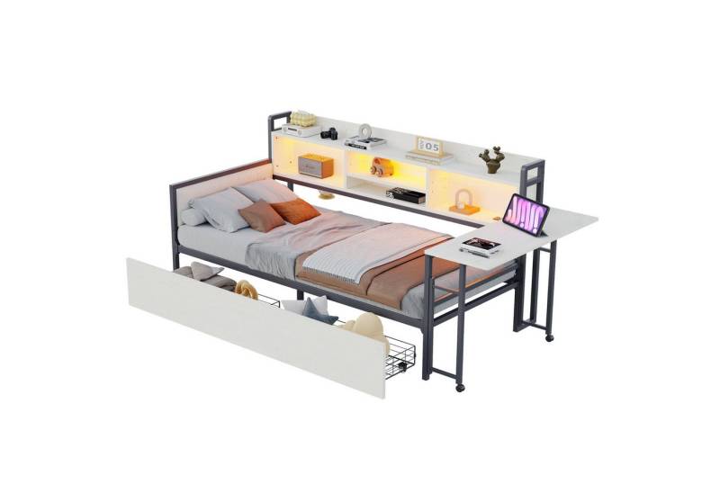 Gotagee Schlafsofa Sofabett 90x200cm LED Einzelbett Jugendbett Gästebett mit Steckdose, mit Schubladen und multifunktionaler Steckdose Gotagee Schlafsofa Sofabett 90x200cm LED Einzelbett Jugendbett Gästebett mit Steckdose, mit Schubladen und multifunktionaler Steckdose von Gotagee