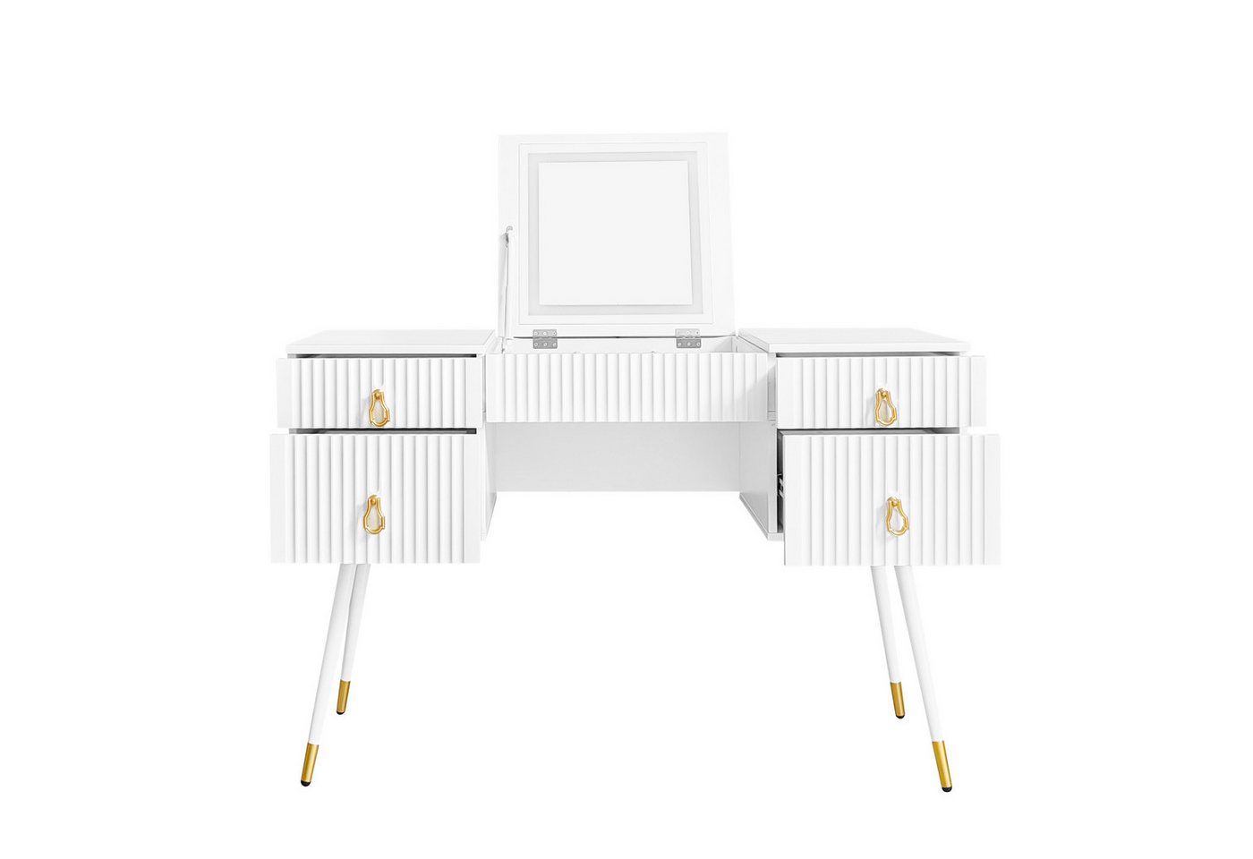 Gotagee Schminktisch Weiß Frisierkommode Schlafzimmermöbel Vanity Stauräumen Schubladen von Gotagee