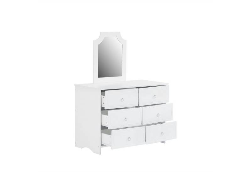 Gotagee Schubkastenkommode Kommode Spiegelschrank 6 Schubladen Stauraum Schrank Gleitern MDF Weiß von Gotagee