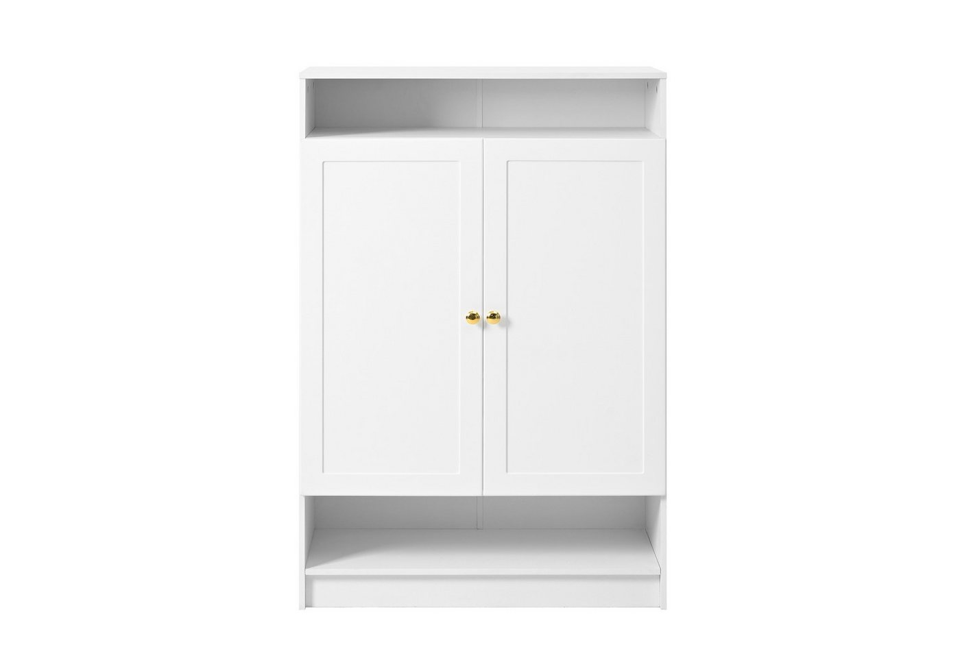 Gotagee Schuhschrank Moderner weißer Schließfächer 73 x 34 x 109 cm 2-türiger Schuhkommode goldenen Griffen, Schuhkommode mit 2 Türen. von Gotagee