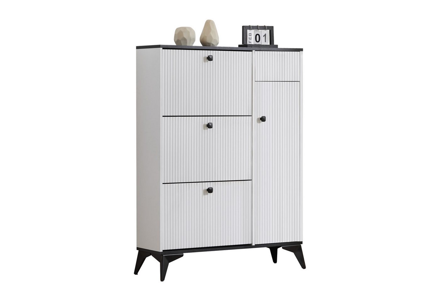 Gotagee Schuhschrank Schuhregal Schuhkipper Schließfach Beistellschrank Wohnzimmermöbel Maße: H 121 cm / B 90 cm / T 25 cm von Gotagee