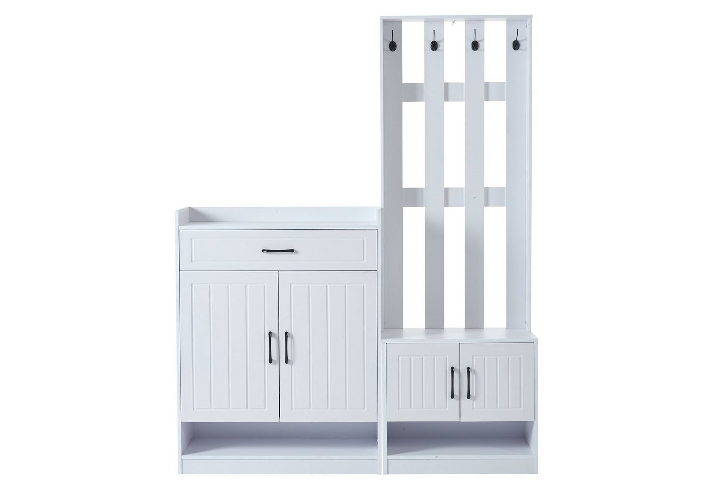 Gotagee Schuhschrank Weißes Flurgarderoben-Set 140,6x32x180 cm mit Schuhschränken mit Flurtrockenständer. von Gotagee