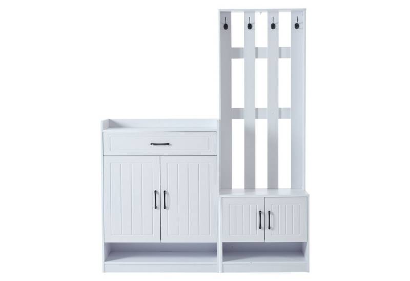 Gotagee Schuhschrank Weißes Flurgarderoben-Set 140,6x32x180 cm mit Schuhschränken mit Flurtrockenständer. von Gotagee