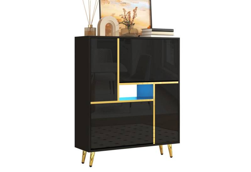 Gotagee Schuhschrank Wohnzimmer Standschrank Schrank Hochglanzfront LED-Licht von Gotagee