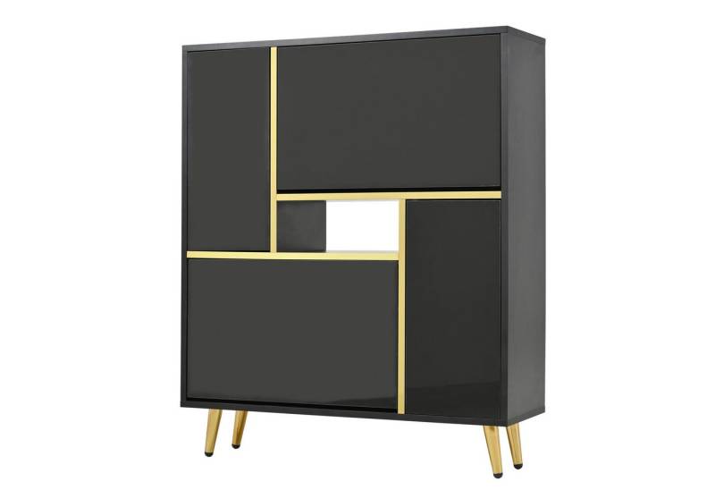 Gotagee Schuhschrank Wohnzimmerschrank Sideboard Vertikalschränke Hochglanzfront LED-Licht 16-farbigem LED-Licht von Gotagee