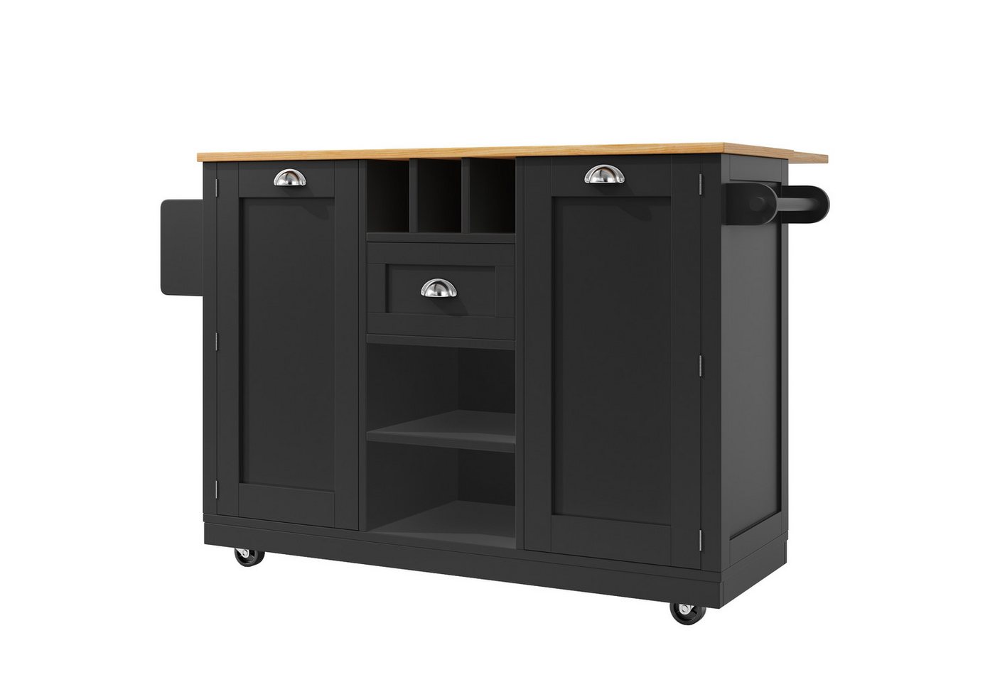 Gotagee Servierwagen Buffetschrank mit Arbeitsplatte Esszimmerwagen mit Rollen Anrichte, mit Holzmaserung, mit Weinregal, mit Rollen von Gotagee