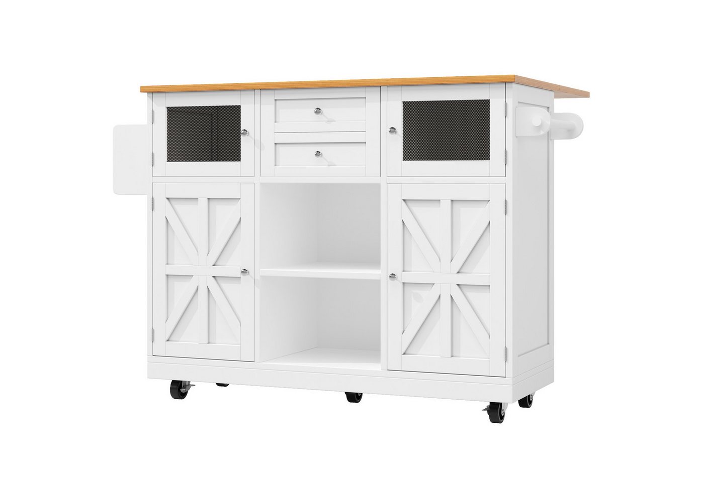 Gotagee Servierwagen Esszimmerwagen mit Arbeitsplatte Buffetschrank mit Rollen Anrichte, Dreidimensionale Schranktüren mit Rollen, verstellbare Trennwände Gotagee Servierwagen Esszimmerwagen mit Arbeitsplatte Buffetschrank mit Rollen Anrichte, Dreidimensionale Schranktüren mit Rollen, verstellbare Trennwände von Gotagee