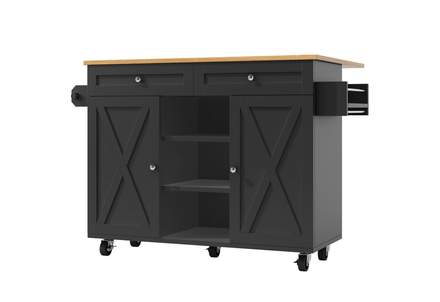 Gotagee Servierwagen Kücheninsel Küchenschrank Multifunktionale Esstisch Buffetschrank, Speisewagen mit Snackregalen und Speicherraum von Gotagee