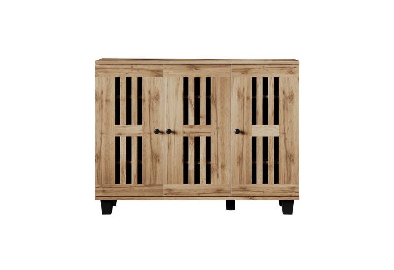 Gotagee Sideboard Beistellschrank 120x32x92cm mit 3 Türen und Regalfächern für Flur Büro, mit 3 Türen und 8 Fächern . von Gotagee