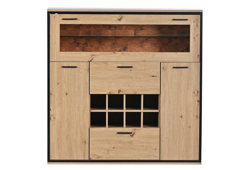 Gotagee Sideboard Doppeltüren Seitenschrank Weinschrank mit Weinhalterung Schließfach von Gotagee