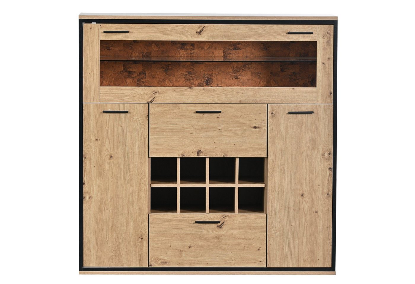 Gotagee Sideboard Doppeltüren Sideboard Weinschrank mit Weinhalterung Schließfach von Gotagee