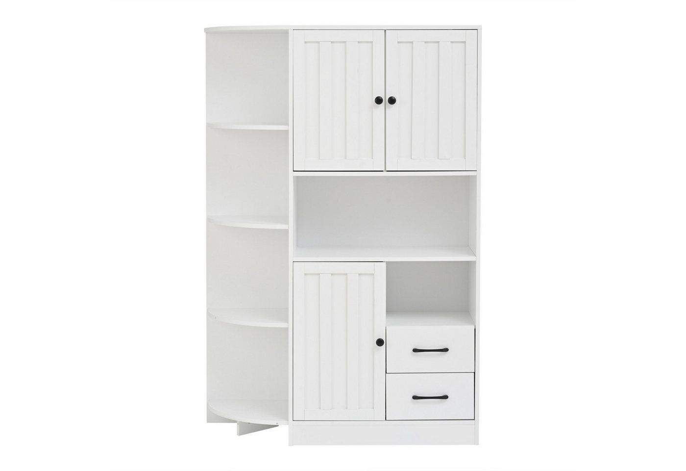 Gotagee Sideboard Eckkleiderschränke Hochschränke Wohnzimmer-Bücherregale Highboard Weiß, Wohnzimmervitrine mit 3 Schränken + 2 Schubladen von Gotagee