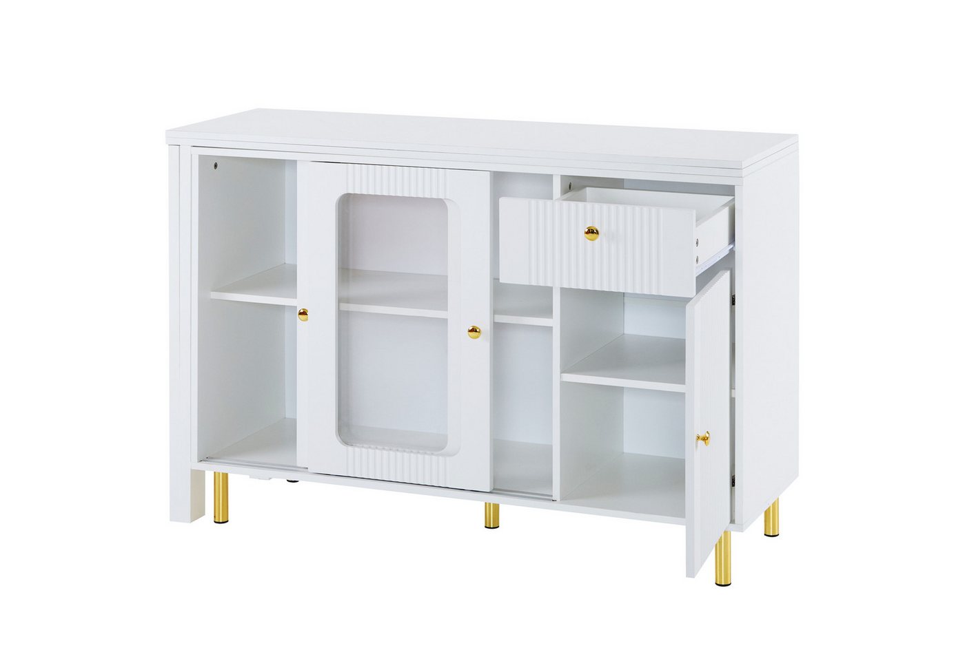 Gotagee Sideboard Esszimmerschrank Erweiterbar Anrichte Wohnzimmerschrank Vitrine Weiß, mit klappbarem Ausziehtisch Gotagee Sideboard Esszimmerschrank Erweiterbar Anrichte Wohnzimmerschrank Vitrine Weiß, mit klappbarem Ausziehtisch von Gotagee