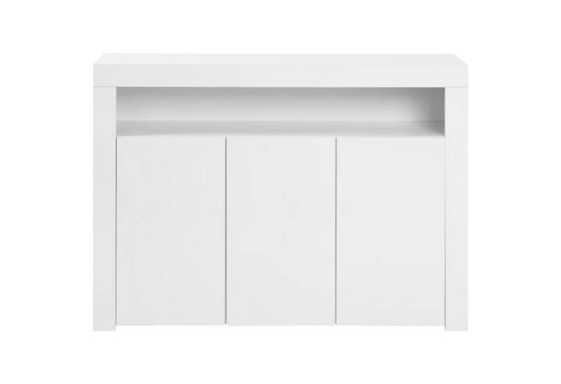 Gotagee Sideboard Hochglänzende Weiß Anrichte-Vitrine LED Beistellschrank Schließfach von Gotagee