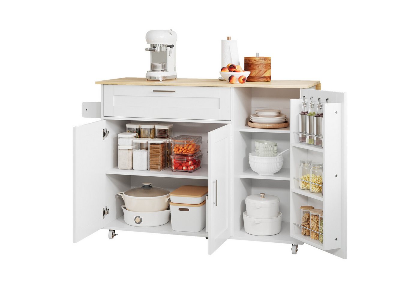 Gotagee Sideboard Klappbarer OP-Tisch Gewürzregal aus Eichenholz Handtuchhalter 5 Rollen Gotagee Sideboard Klappbarer OP-Tisch Gewürzregal aus Eichenholz Handtuchhalter 5 Rollen von Gotagee