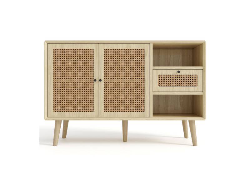 Gotagee Sideboard Kommode HolzBeine Metall griff verstellbare Ablagen Rattangeflecht von Gotagee