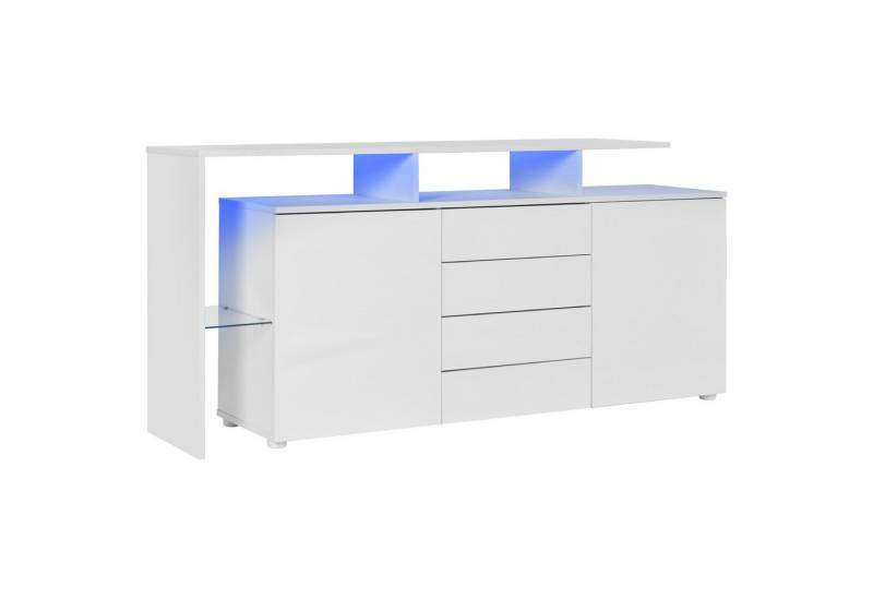 Gotagee Sideboard Kommode mit LED Wohnzimmermöbel Standschrank TV-Schrank Highboard Weiß, Mehrzweckschrank, LED-Vitrine, Buffetschrank Esszimmer von Gotagee