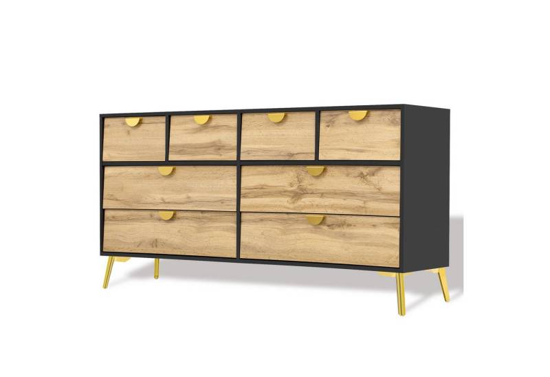 Gotagee Sideboard Küchenschränke Metallfüße Anrichte Wohnzimmerschrank Beistellschrank, Goldene Metallgriff, Metallfüße, für Wohnzimmer und Esszimmer von Gotagee