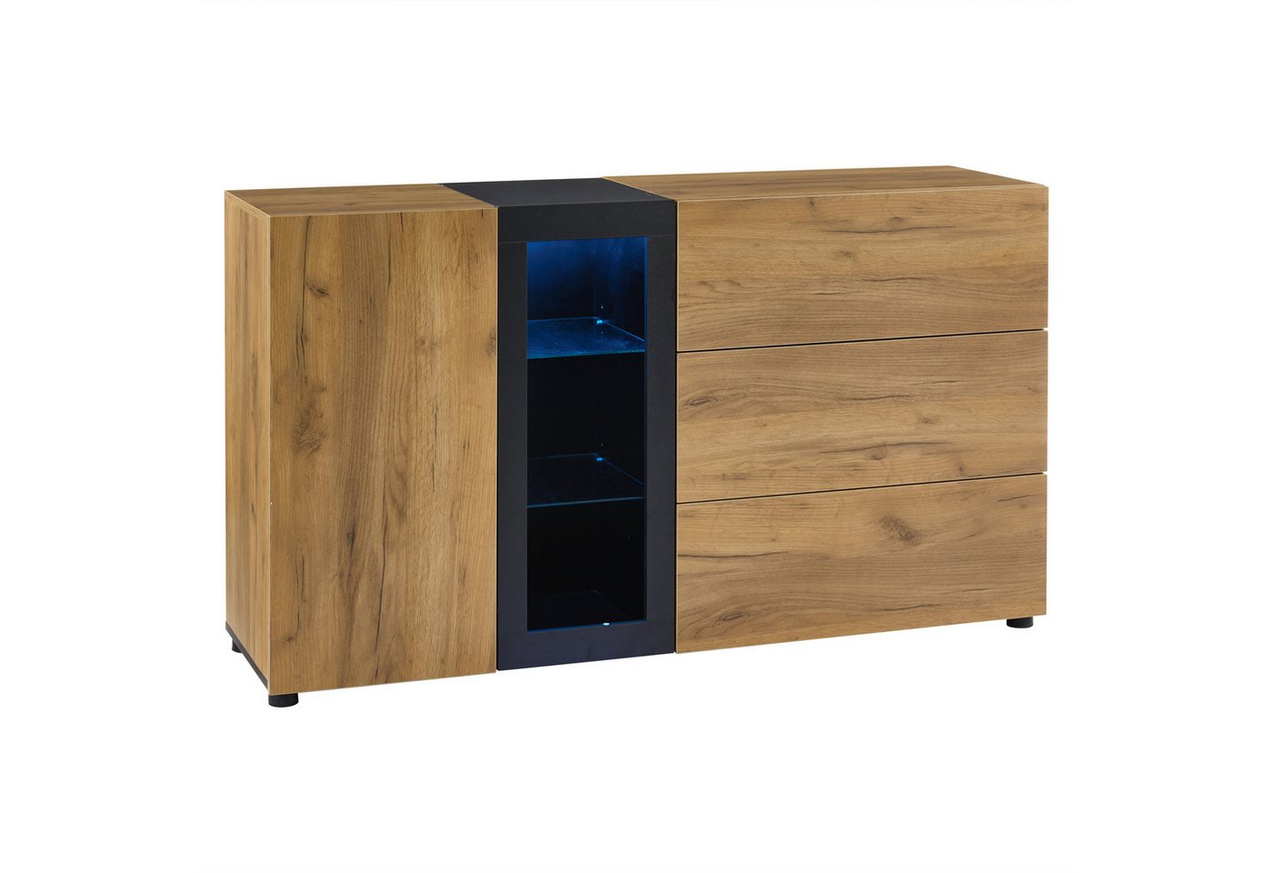 Gotagee Sideboard Modernes Anrichte 140cm Buffetschrank mit 3 Schubladen Kommode Mit LED von Gotagee