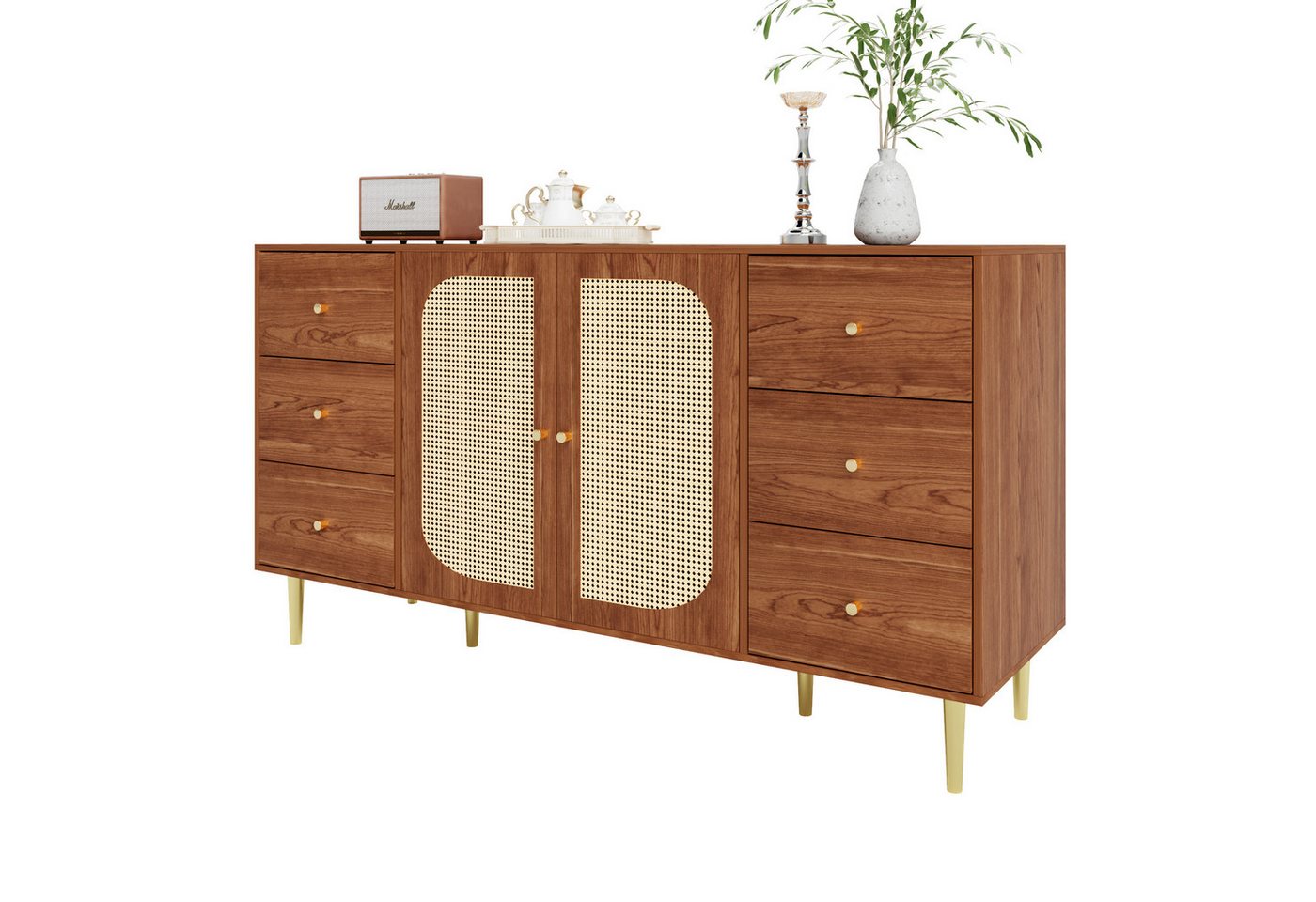 Gotagee Sideboard Rattan Aufbewahrungsschrank Holzschrank Kommode Beistellschrank Braun Gotagee Sideboard Rattan Aufbewahrungsschrank Holzschrank Kommode Beistellschrank Braun von Gotagee