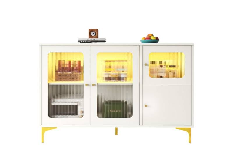 Gotagee Sideboard Schließfach Vitrine Beleuchtung Weinschrank Wohnzimmerschrank Anrichte von Gotagee