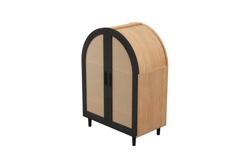 Gotagee Sideboard Schuhschrank Rattantüren Wohnzimmerschrank Anrichte Flurschrank Natur, durchbrochenen Rattantüren und drei Regalen von Gotagee