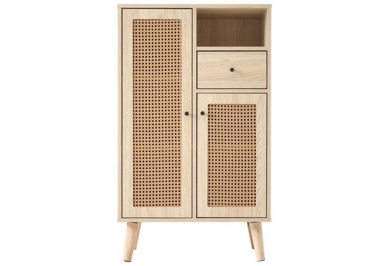 Gotagee Sideboard Seitenschrank in Holzoptik Rattantüren Eckschrank Kommode Stauschrank von Gotagee
