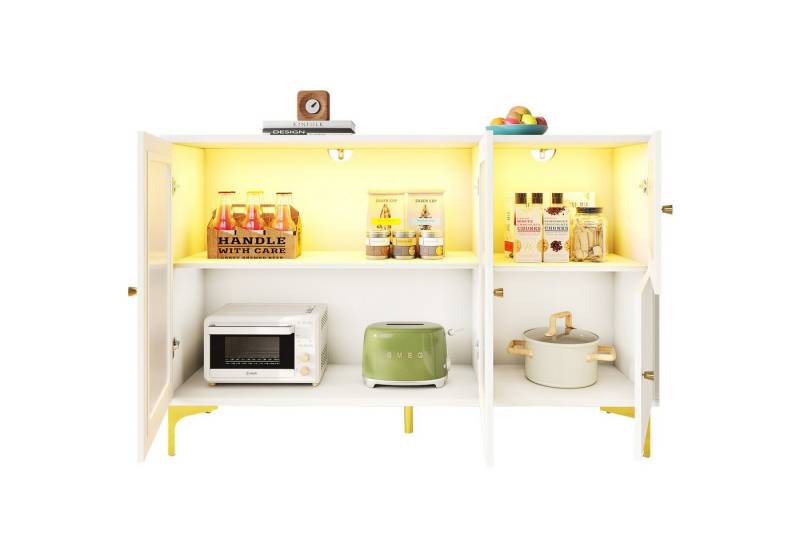Gotagee Sideboard Vitrine Schließfach Beleuchtung Wohnzimmerschrank Weinschrank Anrichte von Gotagee