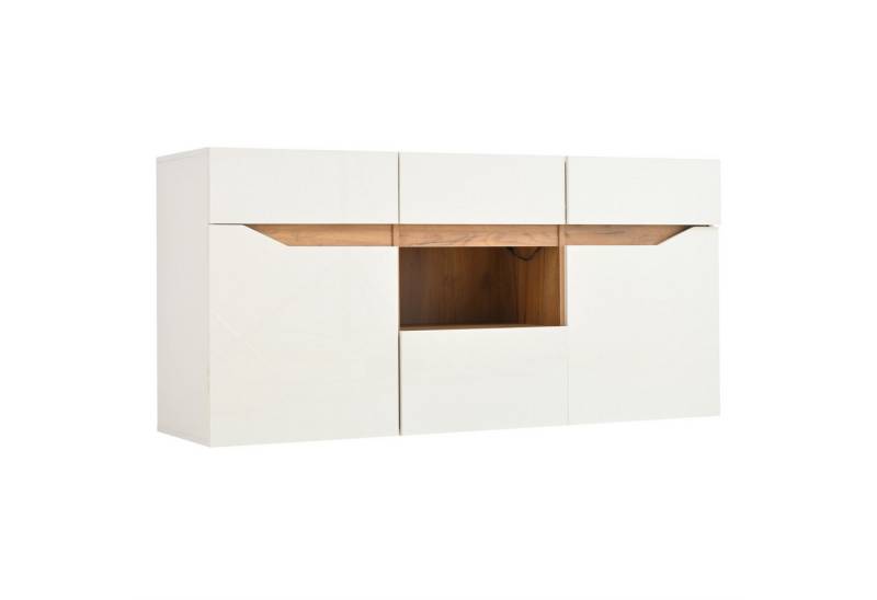 Gotagee Sideboard Wohnzimmeranrichte LED Kommode Hochglanz Beistellschrank Schließfächer, Hochglanz-Sofa-Beistellschrank mit LED-Beleuchtung von Gotagee