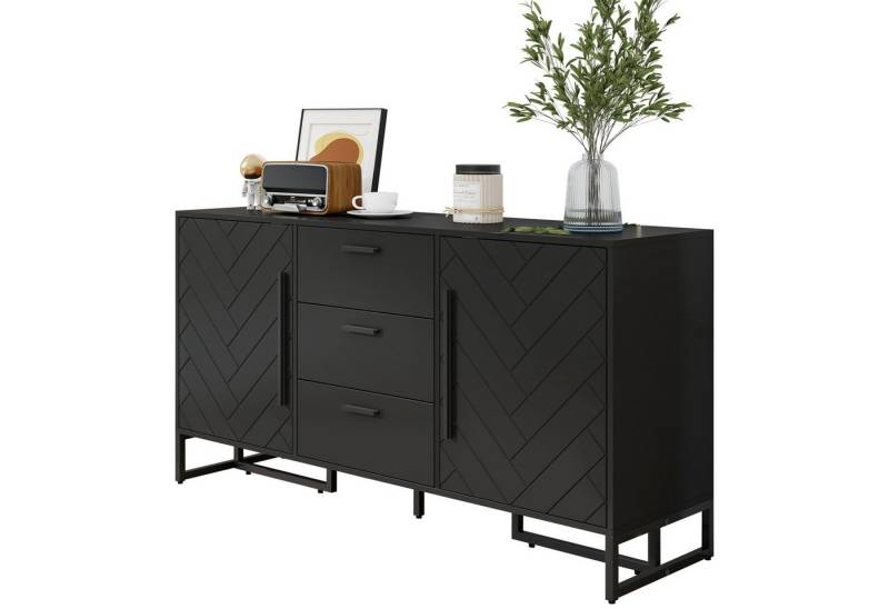 Gotagee Sideboard Wohnzimmerschrank Beistellschrank Anrichte Fischgrätenmuster Kommode von Gotagee