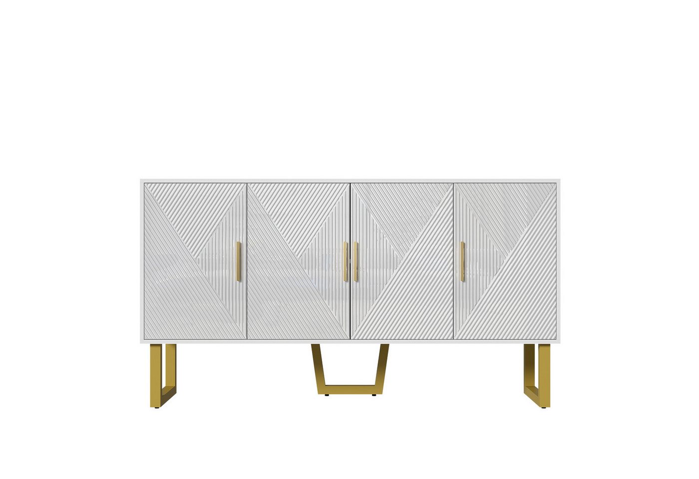 Gotagee Sideboard goldenen Griffen 4-Türen-Design höhenverstellbare Regale weiß Gotagee Sideboard goldenen Griffen 4-Türen-Design höhenverstellbare Regale weiß von Gotagee