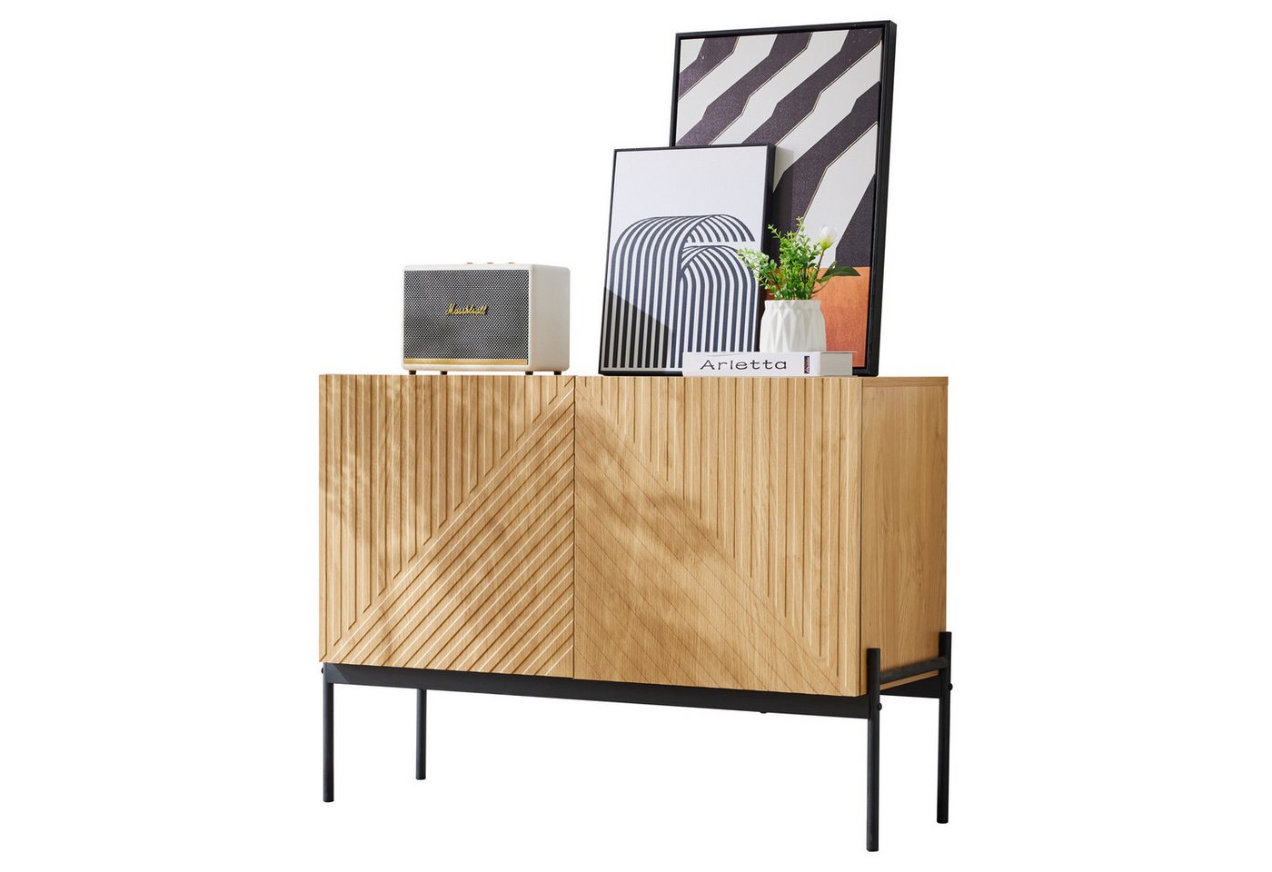 Gotagee Sideboard mit 2 Türen und Metallbeinen Buffet Kommode Schrank Gotagee Sideboard mit 2 Türen und Metallbeinen Buffet Kommode Schrank von Gotagee