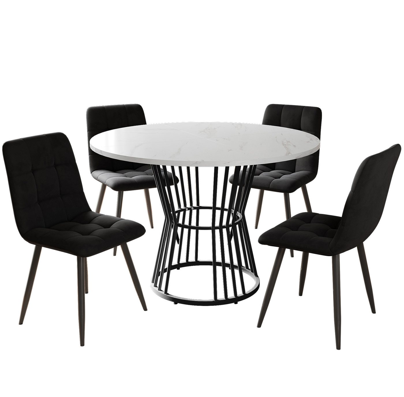 Gotagee Sitzgruppe Esstisch-Set 5-teilig Küchentisch-Set runder Esstisch mit Samt Stuhl Gotagee Sitzgruppe Esstisch-Set 5-teilig Küchentisch-Set runder Esstisch mit Samt Stuhl von Gotagee