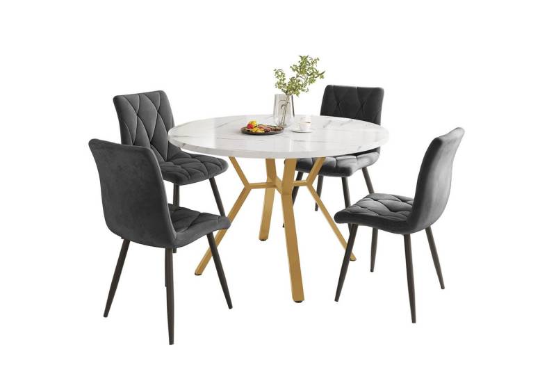 Gotagee Sitzgruppe Esstisch-Set 5-teilig Stuhlset Möbelset rundes Tisch- und Stuhlset Gotagee Sitzgruppe Esstisch-Set 5-teilig Stuhlset Möbelset rundes Tisch- und Stuhlset von Gotagee