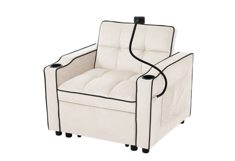 Gotagee Sofa 3-in-1 Ausziehbares Einzel Getränkehaltern und Handyhalter Liegestuhl, Sofa-Liegestuhl von Gotagee