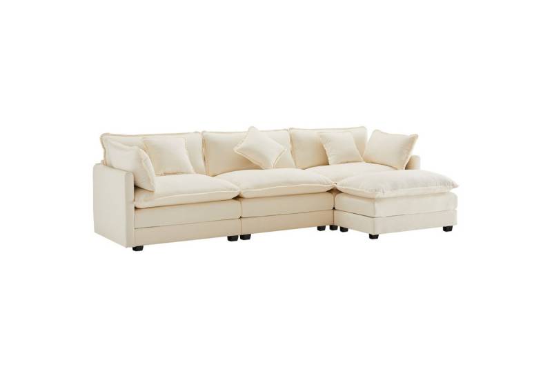 Gotagee Sofa Polstermöbel Dreisitzer-Sofa Polstersofa Ecksofa mit Fußstütze Beige, geeignet für Wohn- und Schlafzimmer von Gotagee
