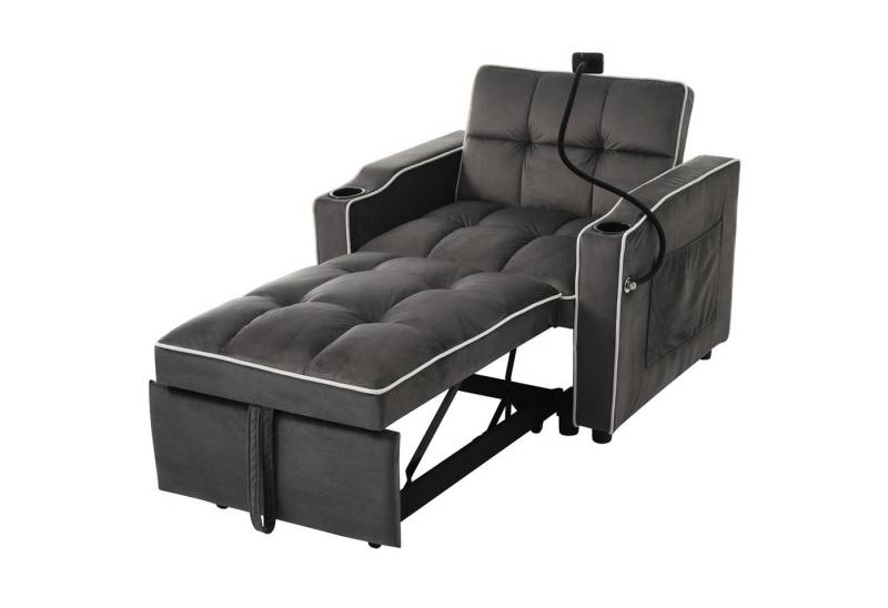 Gotagee Sofa Strecken 3-in-1 Einzelsofa Schlafsofa Loungesessel mit Telefonhalter von Gotagee